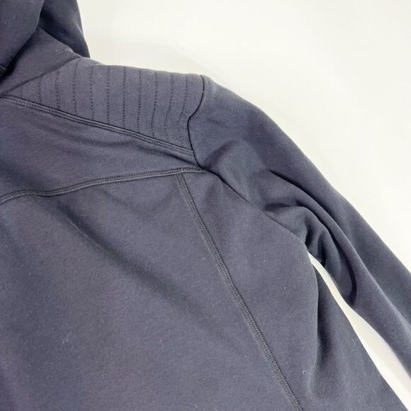 Athleta Fleece Sherpa Hoodie Womens Medium Black Hooded Full Zip Thumbholes - Picture 11 of 12